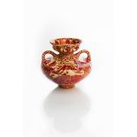 'Skoal' a rare Maw Salop ruby lustre vase designed by Walter Crane, shouldered twin-handled form,