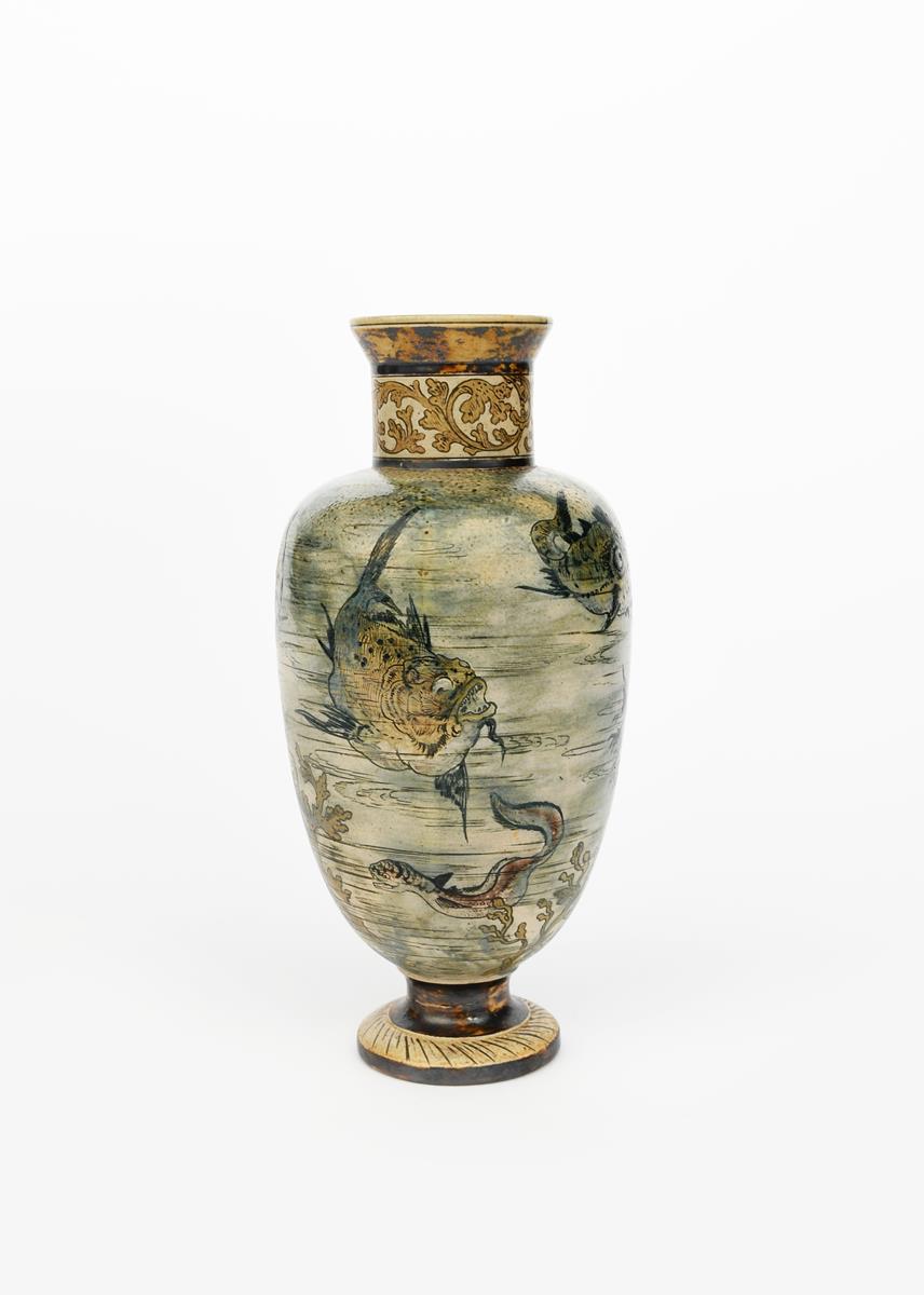 A Martin Brothers Pottery stoneware Aquatic vase by Edwin and Walter Martin, dated 1889, - Image 2 of 9