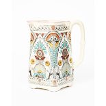 An Old Hall earthenware jug designed by Dr Christopher Dresser, diamond section, printed and