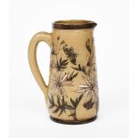 A Martin Brothers stoneware jug by Edwin and Walter Martin, dated 1886, tapering cylindrical form,