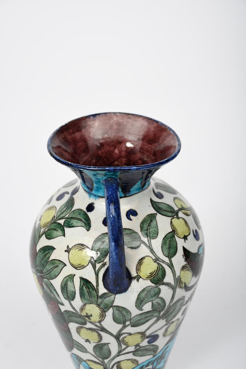 A William De Morgan Persian twin-handled vase, dated 1890, shouldered form with flaring neck and - Image 7 of 8