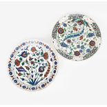 Two large Cantagalli Iznik-style chargers late 19th/early 20th century, one boldly decorated with