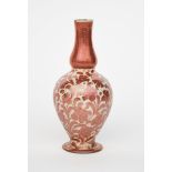 A William De Morgan solifleur vase, footed ovoid form with swollen cylindrical neck, painted with