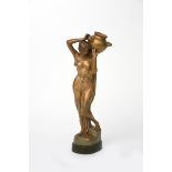 'Porteuse d'Eau' an Art Nouveau Goldscheider pottery model of a maiden with an urn designed by