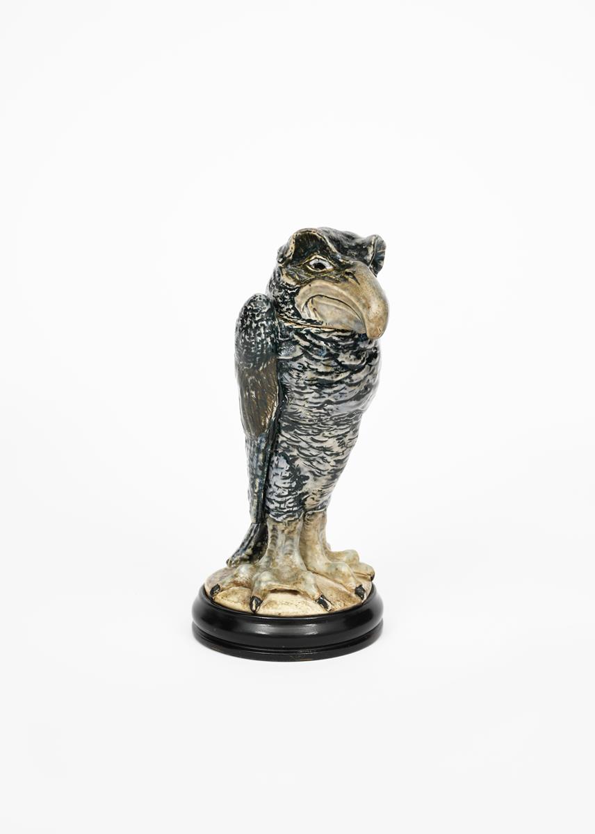 A Martin Brothers stoneware bird jar and cover by Robert Wallace Martin, dated 1905, slender body - Image 3 of 4