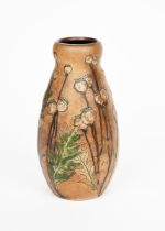 A Martin Brothers stoneware vase by Edwin and Walter Martin, slender ovoid form with swollen neck,