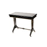 An Aesthetic Movement Lamb of Manchester ebonised wood card table designed by Charles Bevan, model