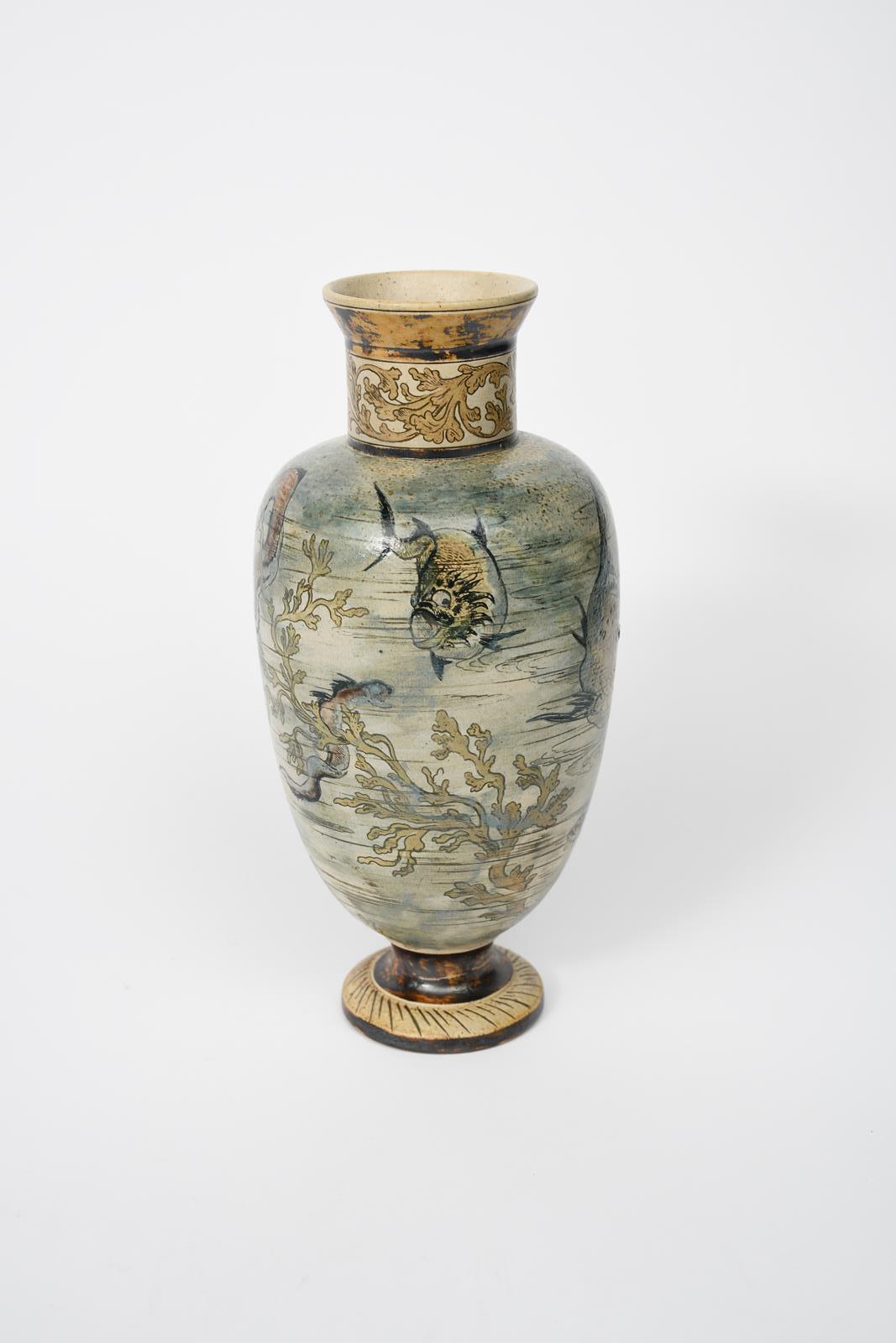 A Martin Brothers Pottery stoneware Aquatic vase by Edwin and Walter Martin, dated 1889, - Image 9 of 9