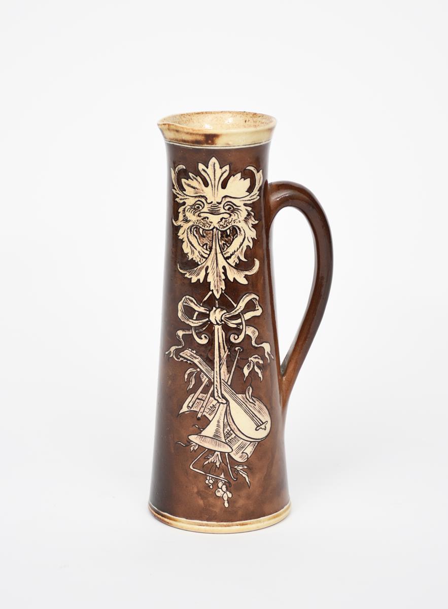 A Martin Brothers Pottery stoneware jug by Edwin & Walter Martin, dated 1897, tapering cylindrical - Image 2 of 2