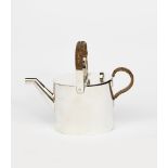 A Hukin & Heath electroplated watering can designed by Dr Christopher Dresser, angled spout,