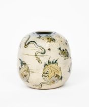 A Martin Brothers Pottery stoneware Aquatic vase by Edwin and Walter Martin, dated 1890,