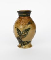 A Martin Brothers stoneware vase by Robert Wallace Martin, swollen form, incised and painted with