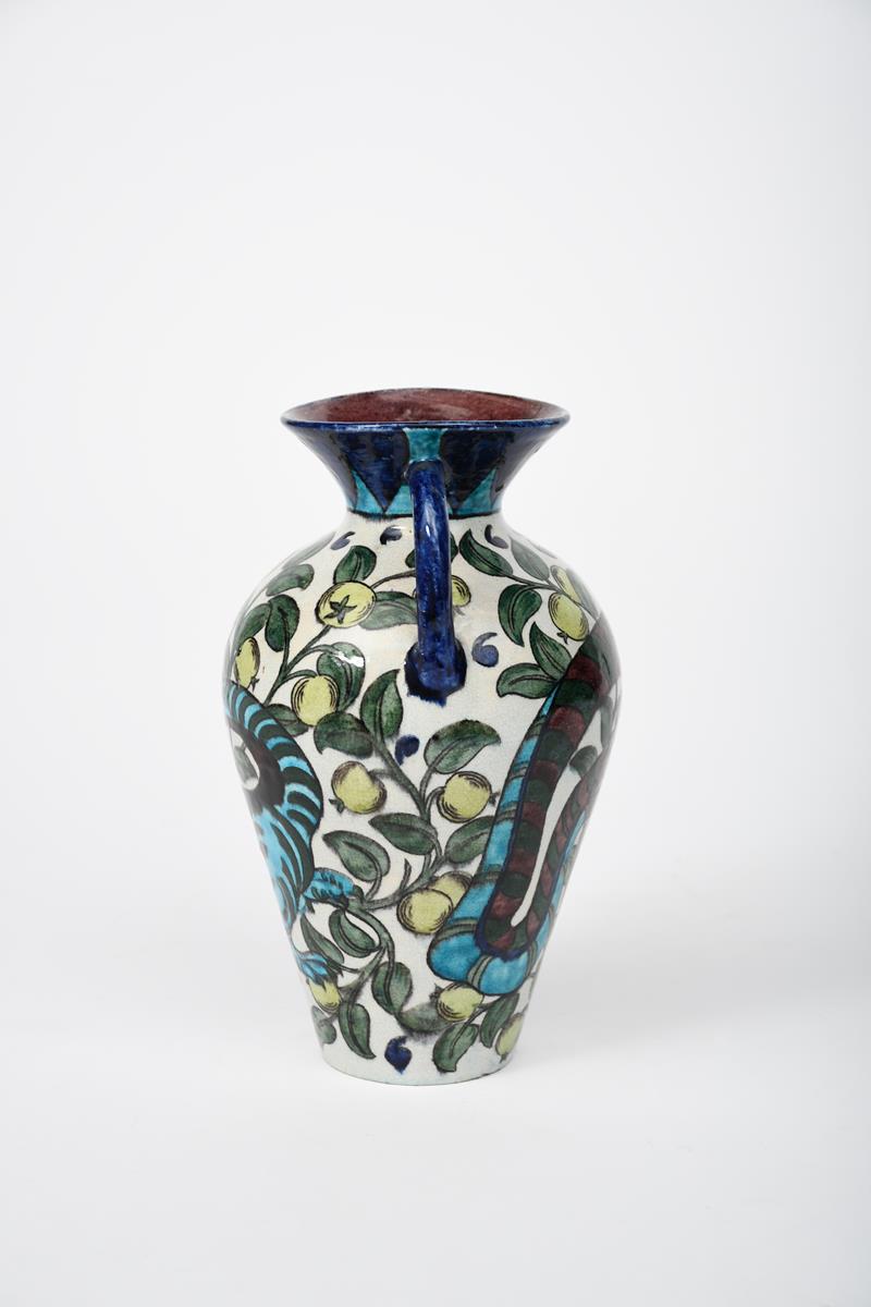 A William De Morgan Persian twin-handled vase, dated 1890, shouldered form with flaring neck and - Image 4 of 8