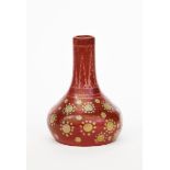 A William De Morgan solifleur vase, ovoid with tapering neck, painted with stylised flowerhead motif