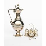 A Gothic Revival Elkington & Co electroplated metal flagon, model no. 14355, with hinged cover,