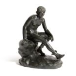 AN ITALIAN BRONZE GRAND TOUR FIGURE OF THE SEATED MERCURY AFTER THE ANTIQUE, LATE 19TH CENTURY