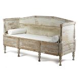 A SWEDISH PAINTED PINE DAY BED GUSTAVIAN PERIOD, LATE 18TH / EARLY 19TH CENTURY with classical