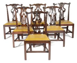 A SET OF SIX EARLY GEORGE III MAHOGANY DINING CHAIRS CHIPPENDALE PERIOD, C.1760-70 each with a
