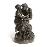 A FRENCH BRONZE GROUP OF A SATYR AND NYMPH IN THE MANNER OF CLODION (FRENCH 1738-1814), MID-19TH