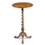 A VICTORIAN WALNUT TRIPOD TABLE BY HOLLAND & SONS, C.1860 the circular top inlaid with a satinwood