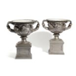 A PAIR OF POLISHED CAST IRON MODELS OF THE WARWICK VASE AFTER THE ANTIQUE, LATE 19TH CENTURY each