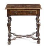 A WILLIAM AND MARY OLIVEWOOD AND WALNUT SIDE TABLE LATE 17TH CENTURY the oyster veneered top and