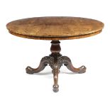λ AN EARLY VICTORIAN ROSEWOOD BREAKFAST TABLE C.1850 the circular tilt-top on a baluster turned stem