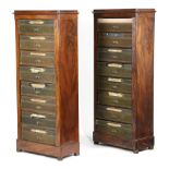A NEAR PAIR OF FRENCH LOUIS PHILIPPE MAHOGANY CARTONNIERS C.1840 each with eight gilt tooled leather