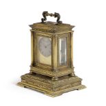 A VICTORIAN GILT BRASS CARRIAGE TIMEPIECE BY MATTHEW THOMSON LONDON, MID-19TH CENTURY the brass