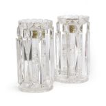 A PAIR OF WILLIAM IV GLASS LUSTRES SECOND QUARTER OF 19TH CENTURY each with a castellated dish