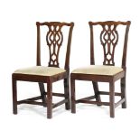 A PAIR OF EARLY GEORGE III MAHOGANY SIDE CHAIRS C.1760-70 each with a pierced Gothic splat back