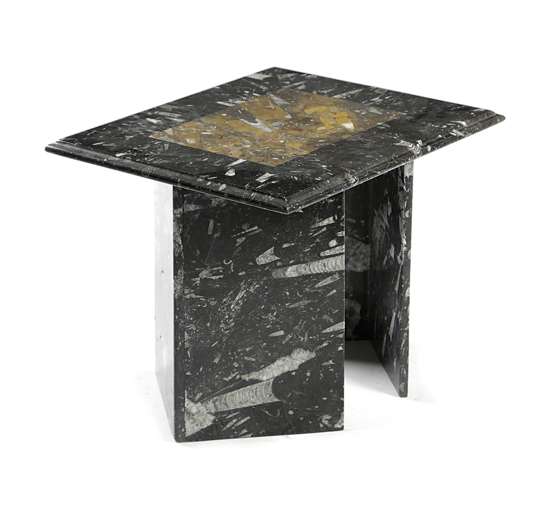 A MOROCCAN POLISHED FOSSIL GREY STONE TABLE LATE 20TH CENTURY in three sections (3) 47cm high, - Bild 2 aus 2