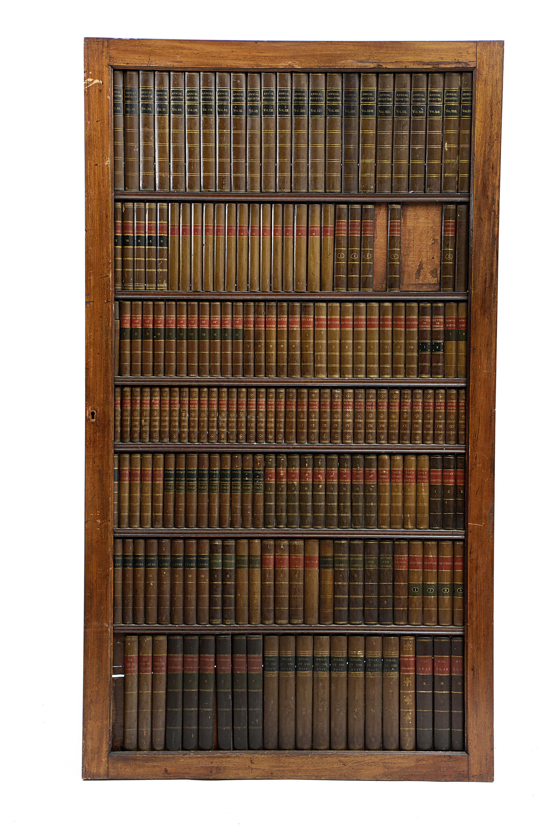 A PAIR OF MAHOGANY FAUX BOOK SPINE LIBRARY DOORS 20TH CENTURY (2) 181.6cm high, 101.8cm - Bild 2 aus 2