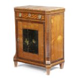 λ A DUTCH SATINWOOD AND ROSEWOOD SIDE CABINET 19TH CENTURY with parquetry banding, the inset