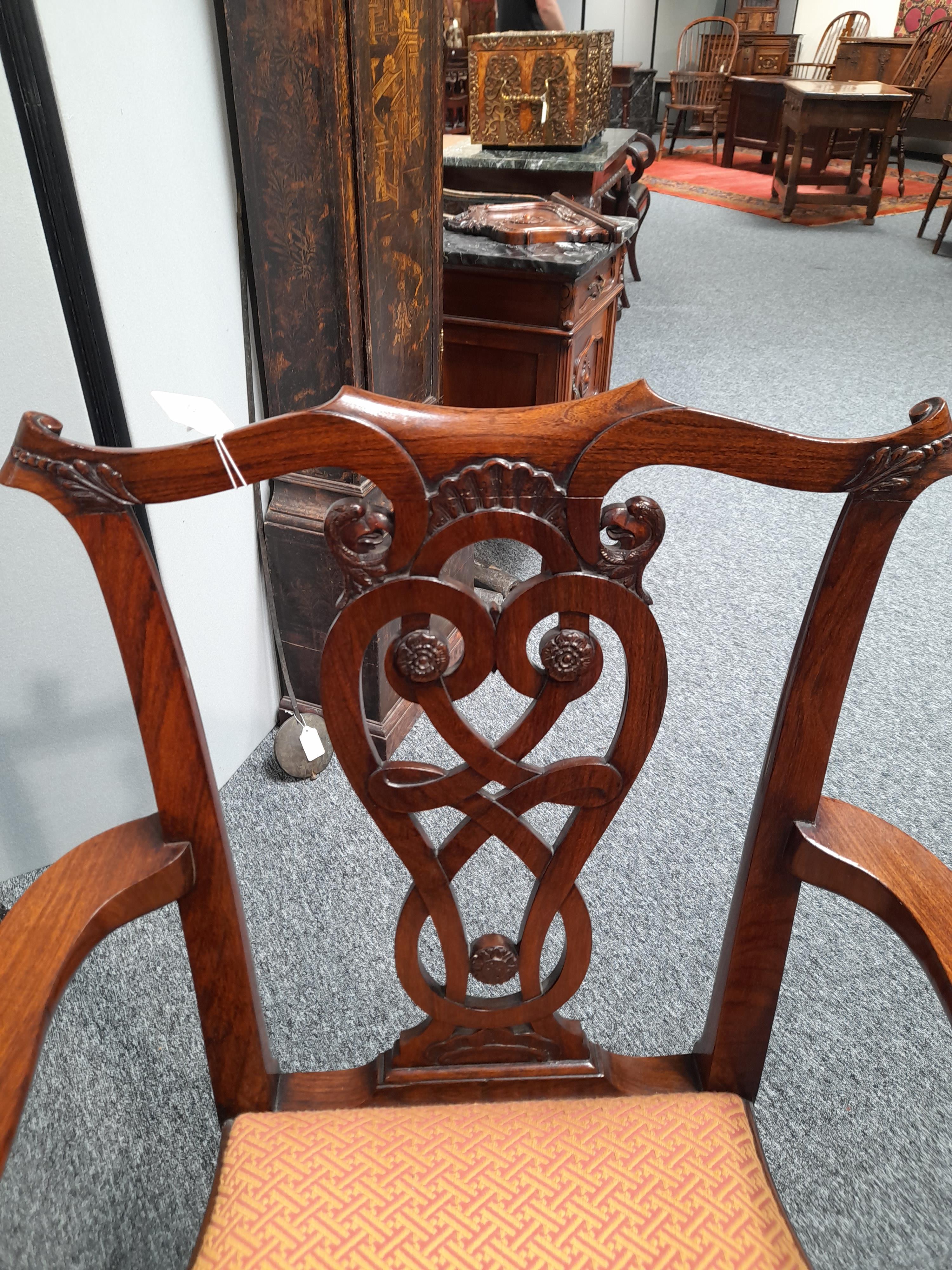 A RARE PAIR OF ANGLO-CHINESE EXPORT PADOUK ARMCHAIRS IN IRISH STYLE, MID-18TH CENTURY each with a - Image 3 of 77