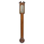 A GEORGE III MAHOGANY AND STAR INLAID STICK BAROMETER LATE 18TH CENTURY the silvered gauge with