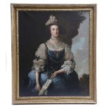 ENGLISH SCHOOL, A PORTRAIT OF A LADY IN 18TH CENTURY STYLE oil on canvas, in a gilt frame, the