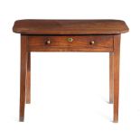 A MAHOGANY SIDE TABLE LATE 18TH / EARLY 19TH CENTURY the top with rounded corners, above a frieze