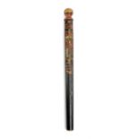 AN EARLY 19TH CENTURY WOODEN TRUNCHEON INSCRIBED '1822' of tapering form, painted and gilded 'GR