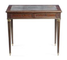 A FRENCH MAHOGANY AND BRASS MOUNTED WRITING TABLE EARLY 19TH CENTURY with a leather writing