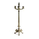 A GILT BRONZE FOUR-LIGHT CANDELABRUM IN EMPIRE STYLE 19TH CENTURY the three branches around a