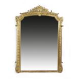 A FRENCH GILTWOOD AND COMPOSITION OVERMANTEL MIRROR IN LOUIS XVI STYLE LATE 19TH CENTURY with a