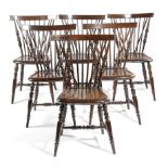 A SET OF SIX MAHOGANY WINDSOR STYLE SIDE CHAIRS POSSIBLY AMERICAN, SECOND HALF 19TH CENTURY each