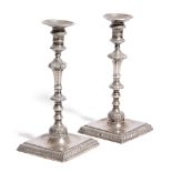 A PAIR OF ANGLO-CHINESE PAKTONG CANDLESTICKS MID-18TH CENTURY each with detachable sconce above a