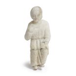 A WHITE MARBLE FIGURE OF THE INFANT CHRIST POSSIBLY LATE BYZANTINE carved supported on the Virgin'