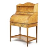 λ A GEORGE III SATINWOOD CYLINDER BUREAU BY GILLOWS C.1790-1800 with rosewood banding and