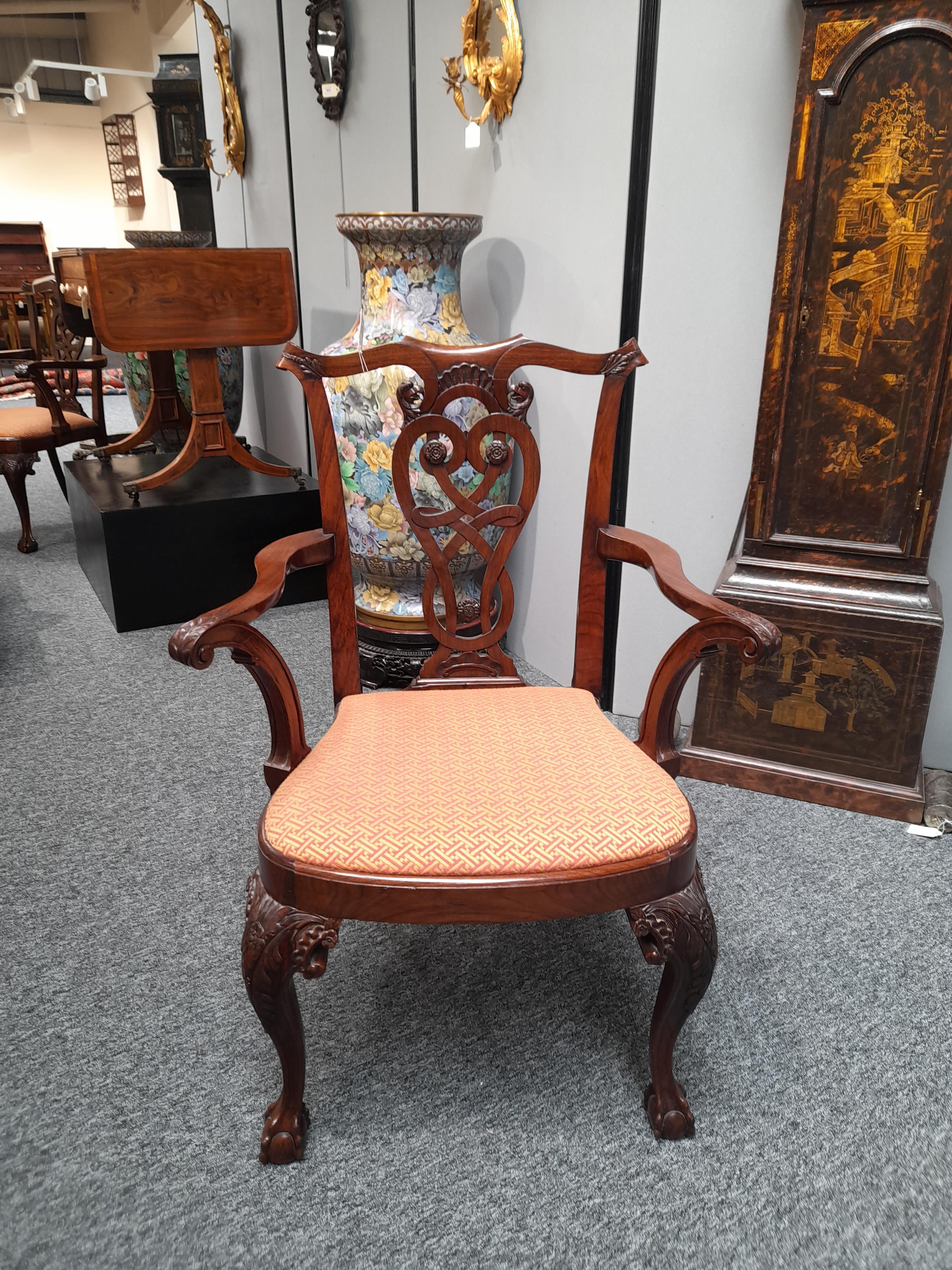 A RARE PAIR OF ANGLO-CHINESE EXPORT PADOUK ARMCHAIRS IN IRISH STYLE, MID-18TH CENTURY each with a - Image 33 of 77