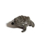 AN ITALIAN BRONZE MODEL OF A TOAD PADUAN, C.1600 modelled in a squatting pose, with a lead filled