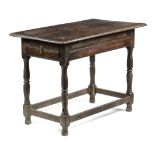 A WILLIAM AND MARY YEW OR CEDAR CENTRE TABLE LATE 17TH CENTURY AND POSSIBLY LATER ADAPTED the top