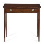 A GEORGE III MAHOGANY SIDE TABLE LATE 18TH / EARLY 19TH CENTURY with a frieze drawer 73.4cm high,